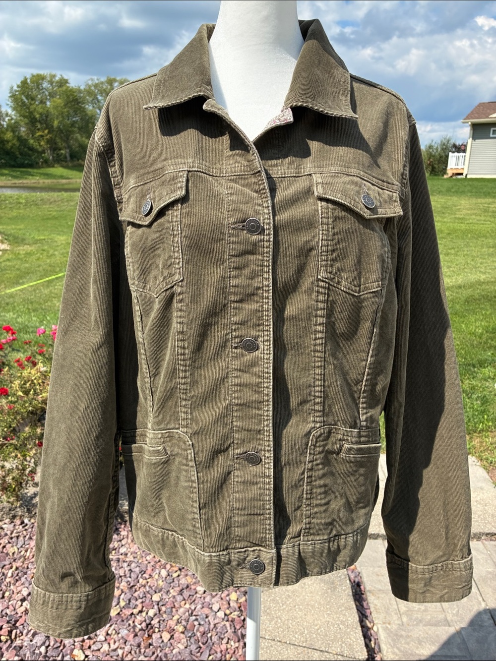 Eddie Bauer Olive Green Corduroy Women’s Jacket L